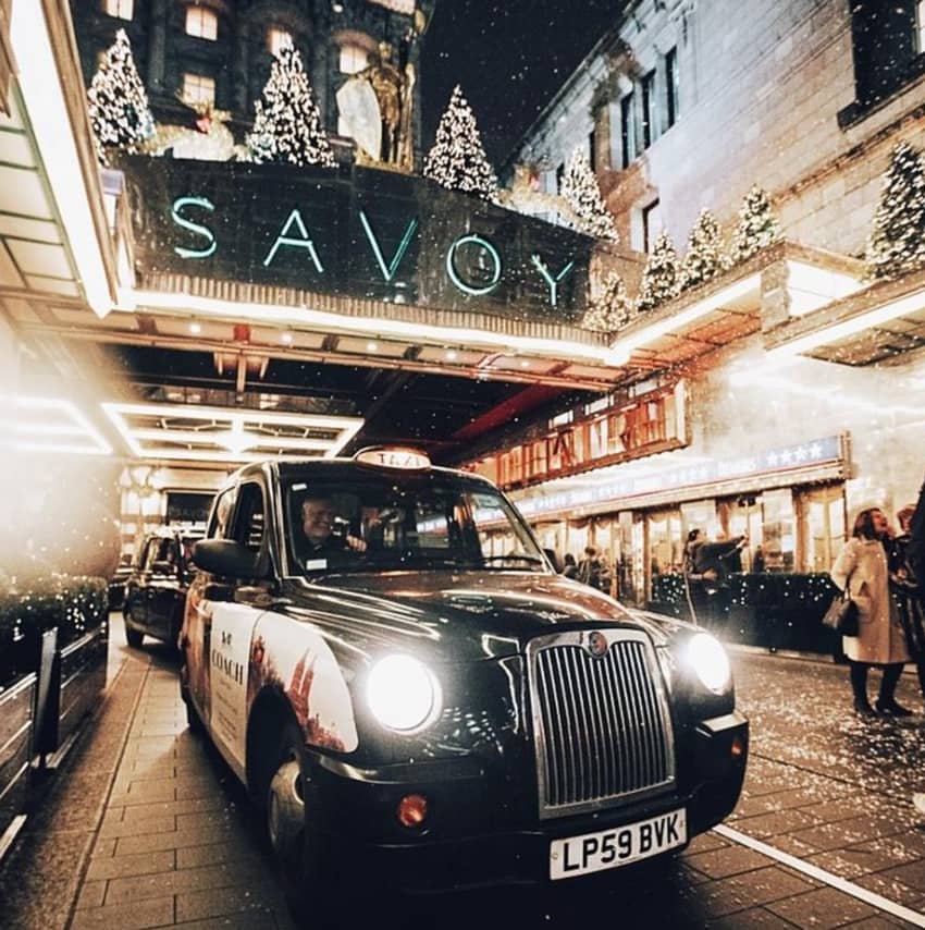 the savoy london taxi waiting at entrance