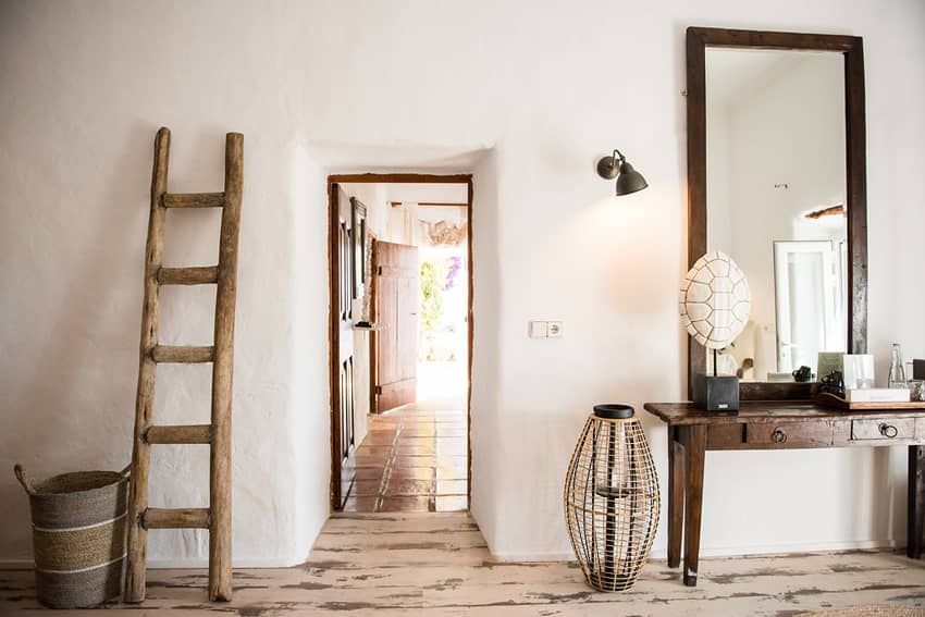 Can Sastre Ibiza wooden ladder large rectangular mirror