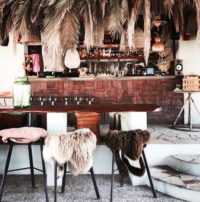 beach bar palm leaves faux fur chair covers