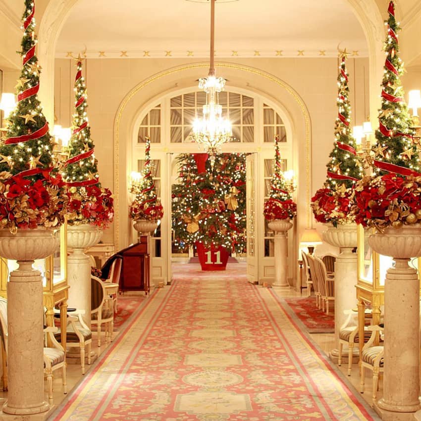 chandelier Christmas trees pot columns decor
