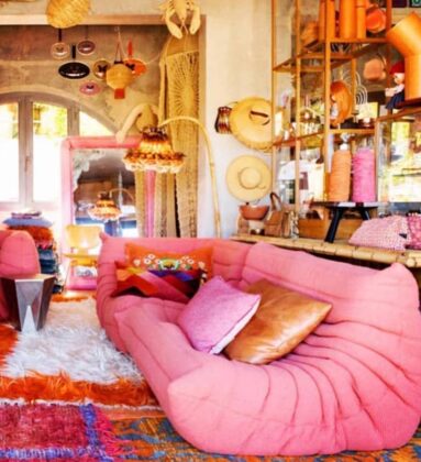 lounge fluffy rug pink floor level sofas