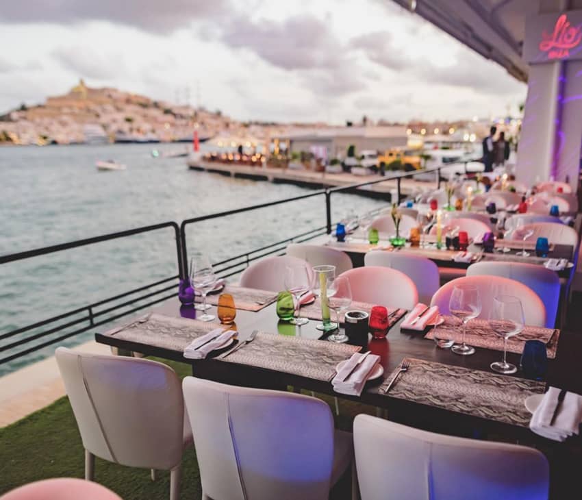 open terrace waterfront Ibiza bay view