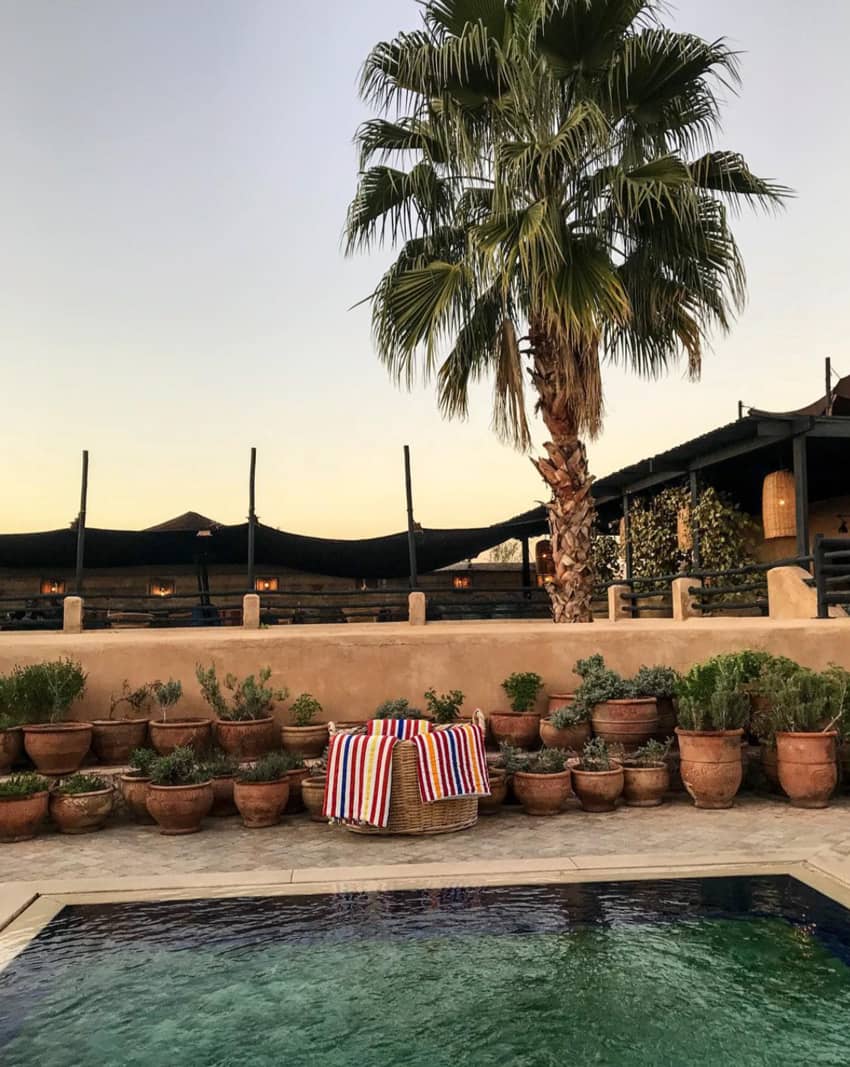 El Fenn Marrakech pool potted plants 