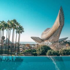 Hotel Arts Barcelona infinity pool golden fish sculpture