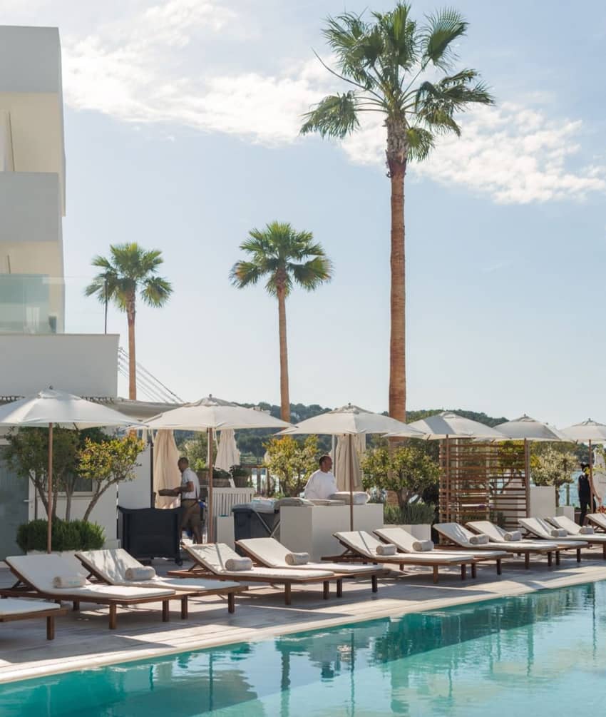 Nobu Hotel Ibiza Bay pool sun loungers