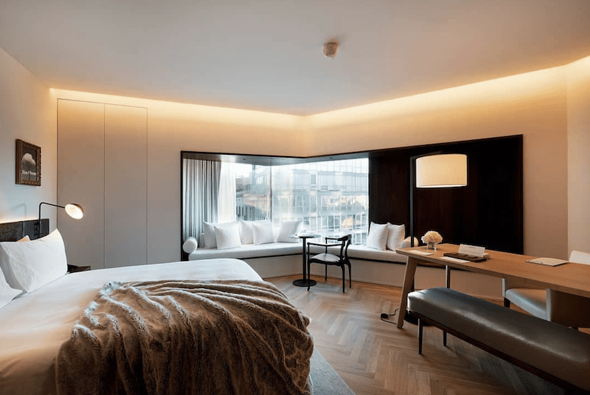 The Edition Barcelona bedroom with city view