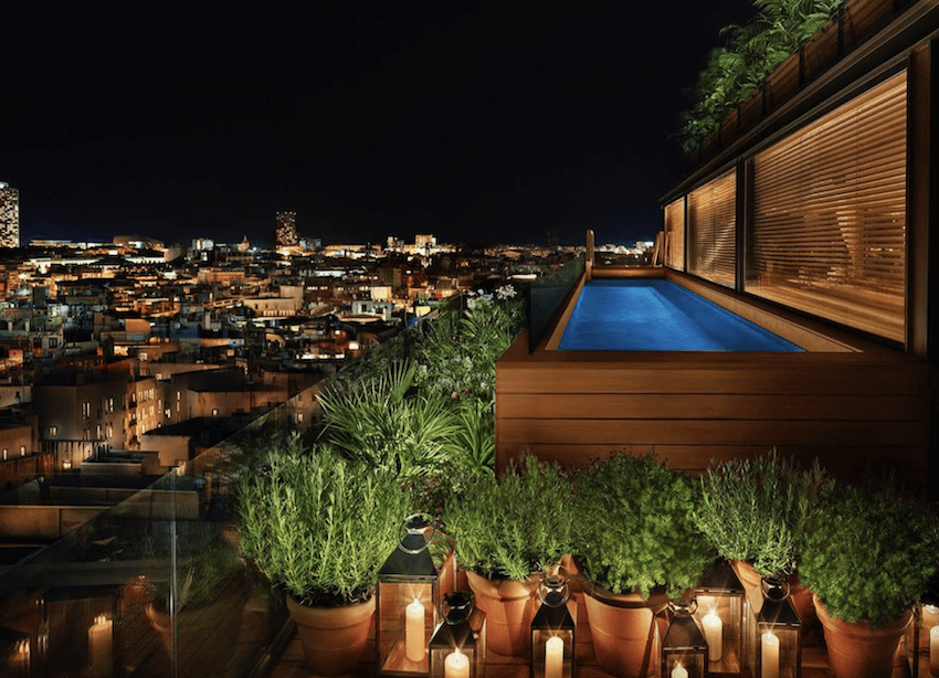 The Edition Barcelona rooftop pool with city view