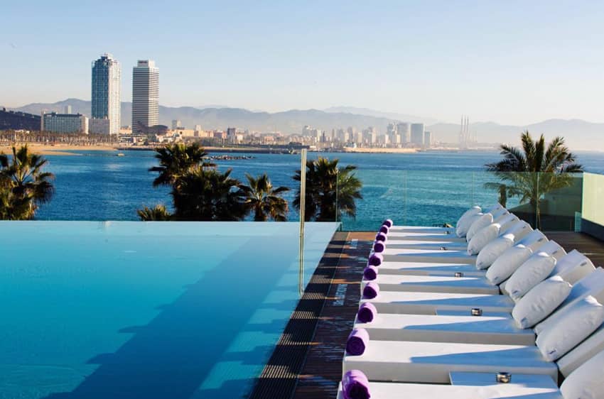 W Hotel Barcelona infinity pool loungers