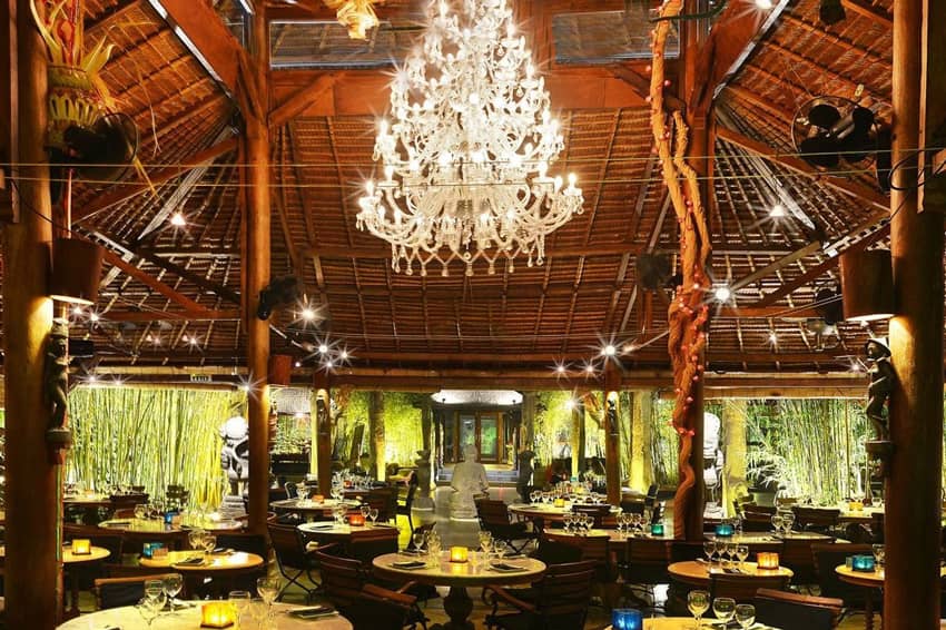 center layered chandelier bamboo hut