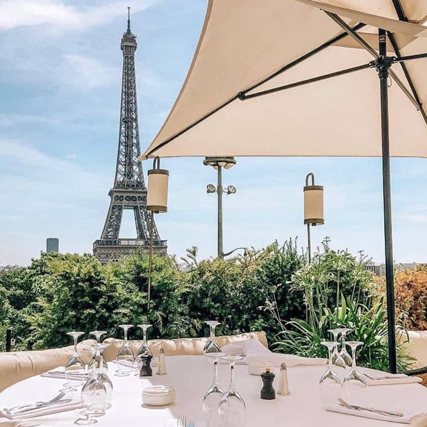 outdoor seating Eiffel tower view