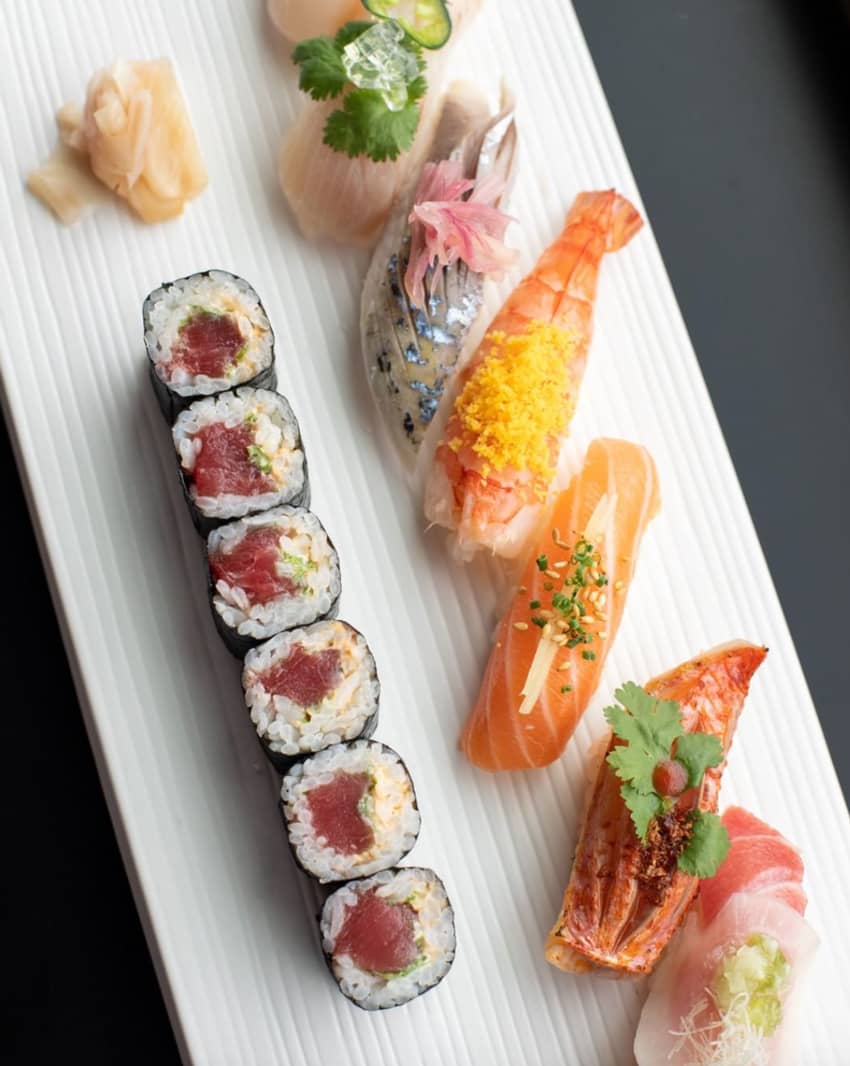 rainbow sushi tuna handroll salmon tempura