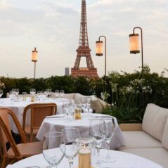 romantic Eiffel Tower sunset view