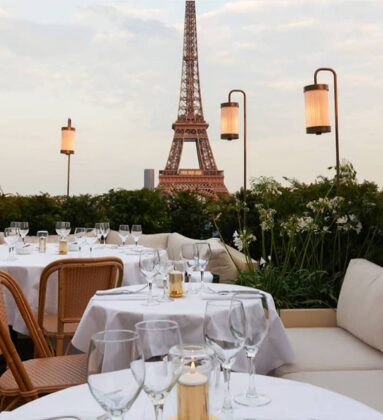 romantic Eiffel Tower sunset view