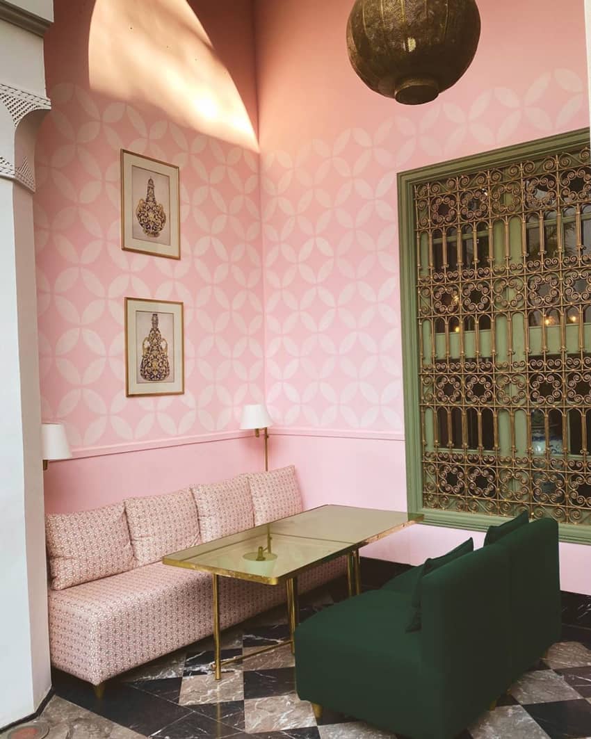 Les Jardins Du Lotus iconic pink wall 
