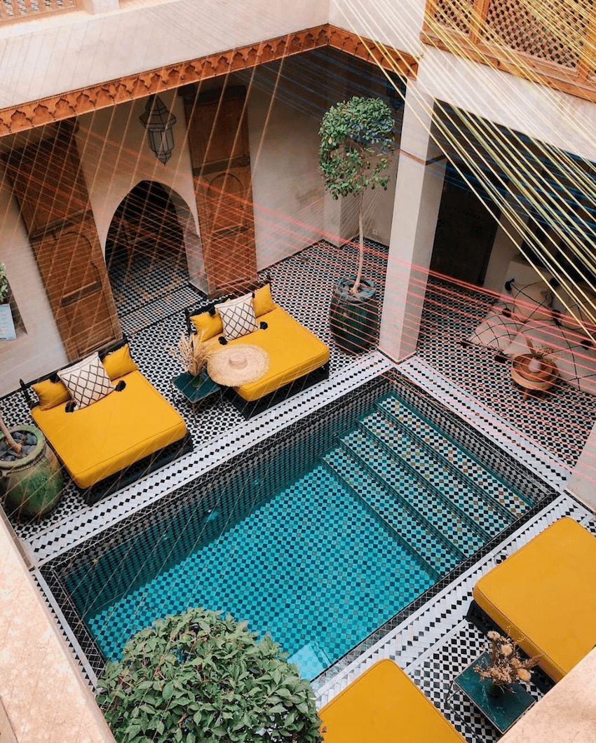 be marrakech pool yellow daybeds