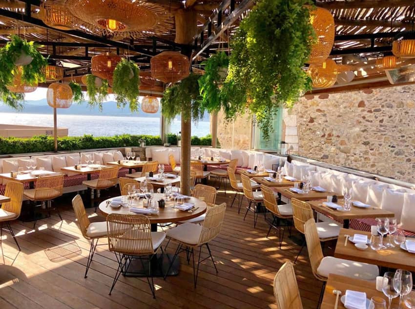 pergola outdoor table seating sea view terrace