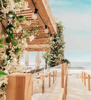 Tropezina beach club wooden pathway