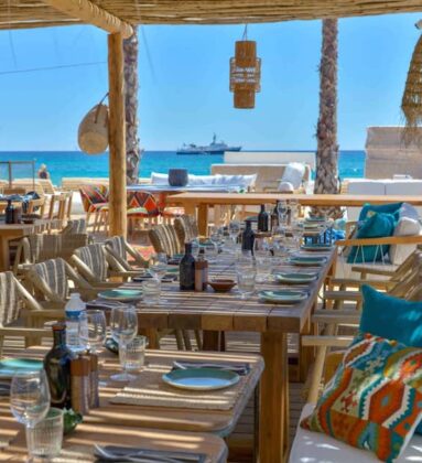 outdoor dining tables sea view comfortable seats
