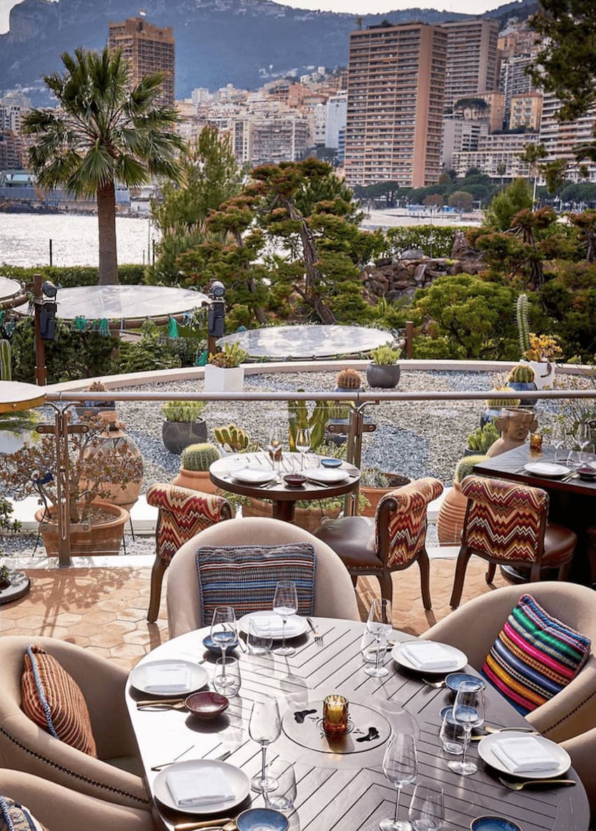 Coya Monaco dining by the pool city view