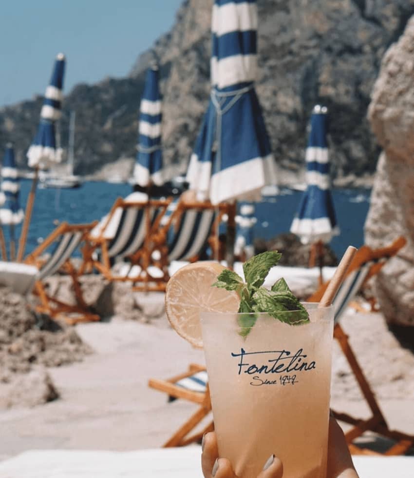 La Fontelina Capri printe glass cold summer drink