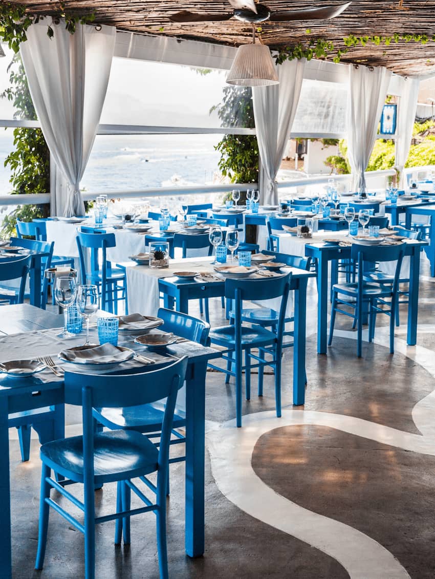 il riccio restaurant panoramic views azure blue tables