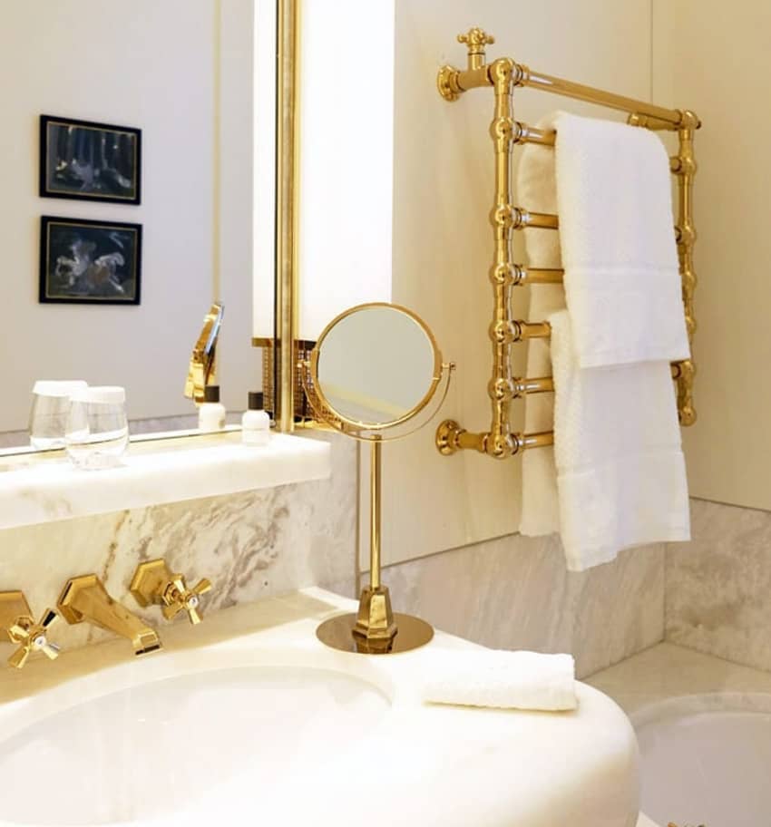 Bathroom Gold White towels Bath Chique
