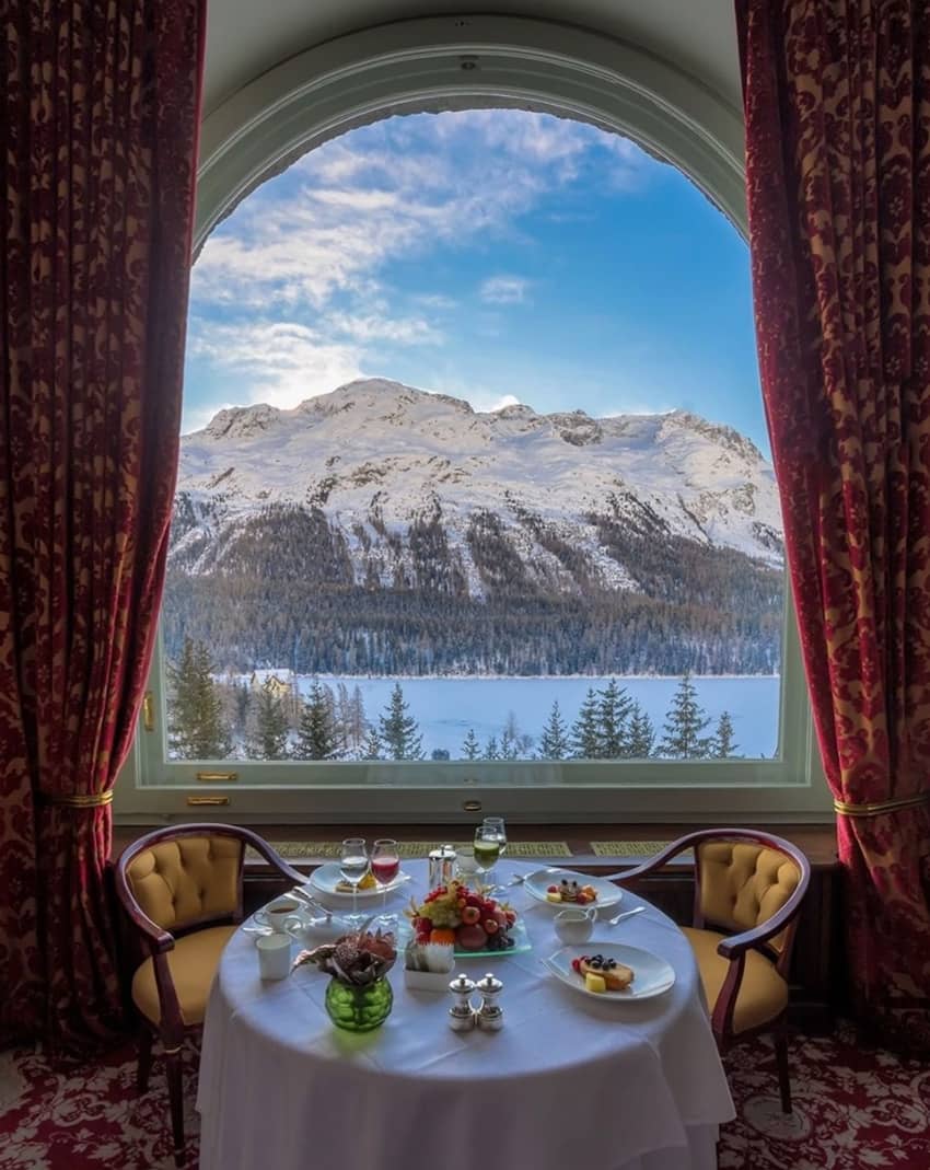 Carlton Hotel St. Moritz Inside Breakfast Food Drinks View