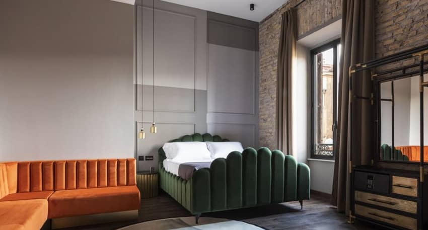Chapter Hotel Bedroom Suite Velvet Green Orange
