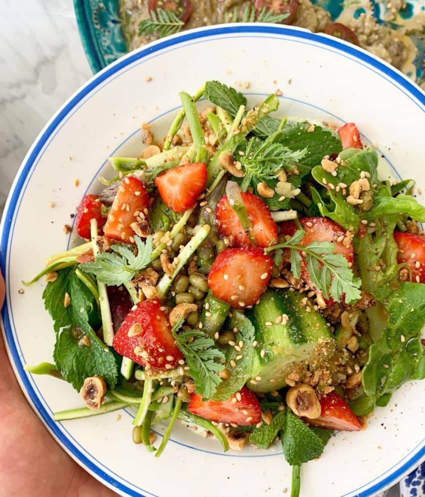 Food Strawberry Nuts Green Salad
