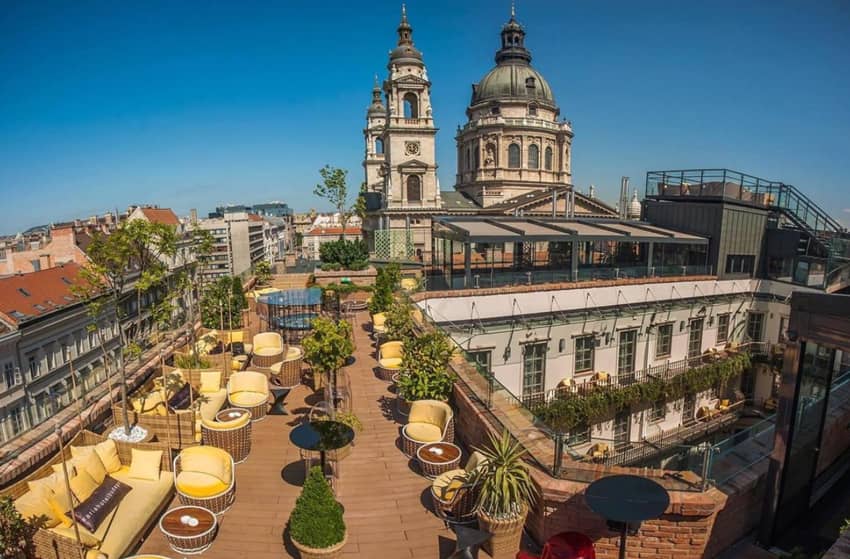 High Note Sky Bar Budapest Rooftop View City Plants