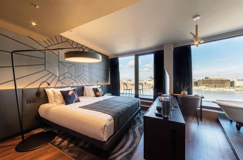 Hotel-Clark-Budapest-Bedroom-Suite-Bed-Tv-View