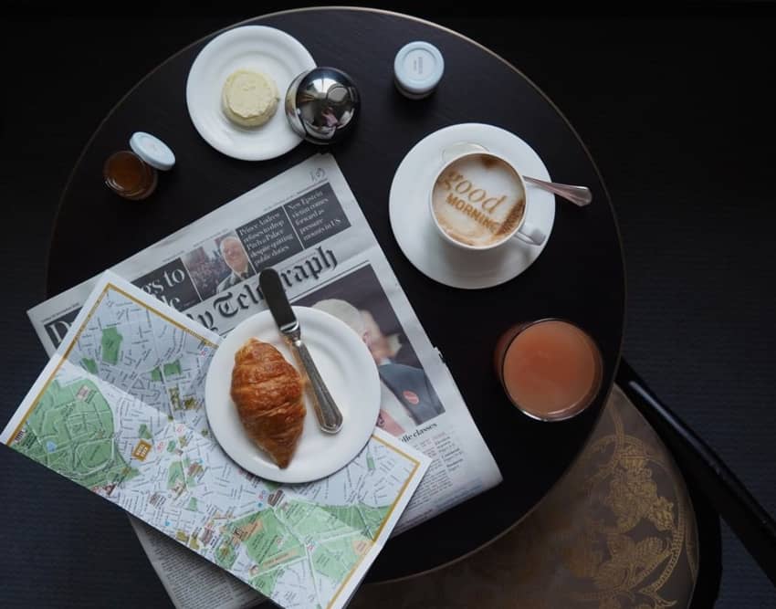 Hotel Eden Rome Breakfast Coffee Croissant Newspaper