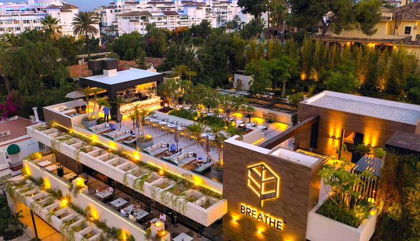 Breathe Restaurant Marbella aerial view 