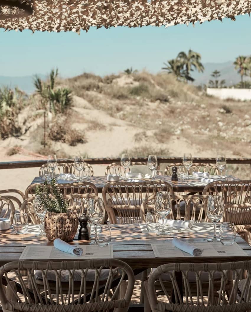 La Plage Casanis Marbella outdoor seating beach view