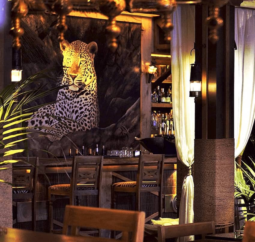 cocktail bar large cheetah painting