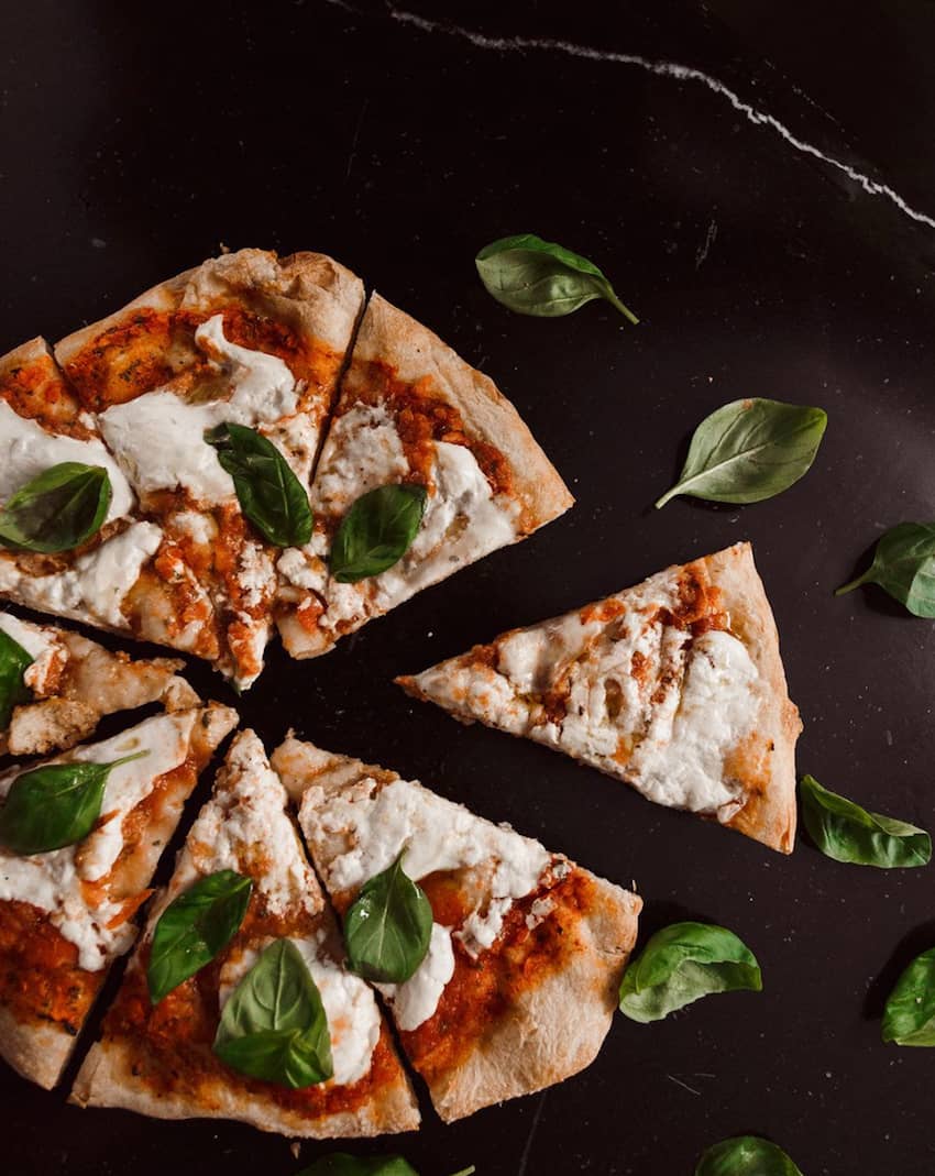 comfort food organic tomato burrata pizza