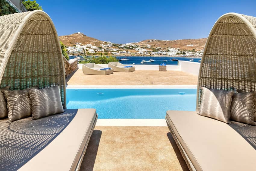 crystal villa daybeds pool sea view