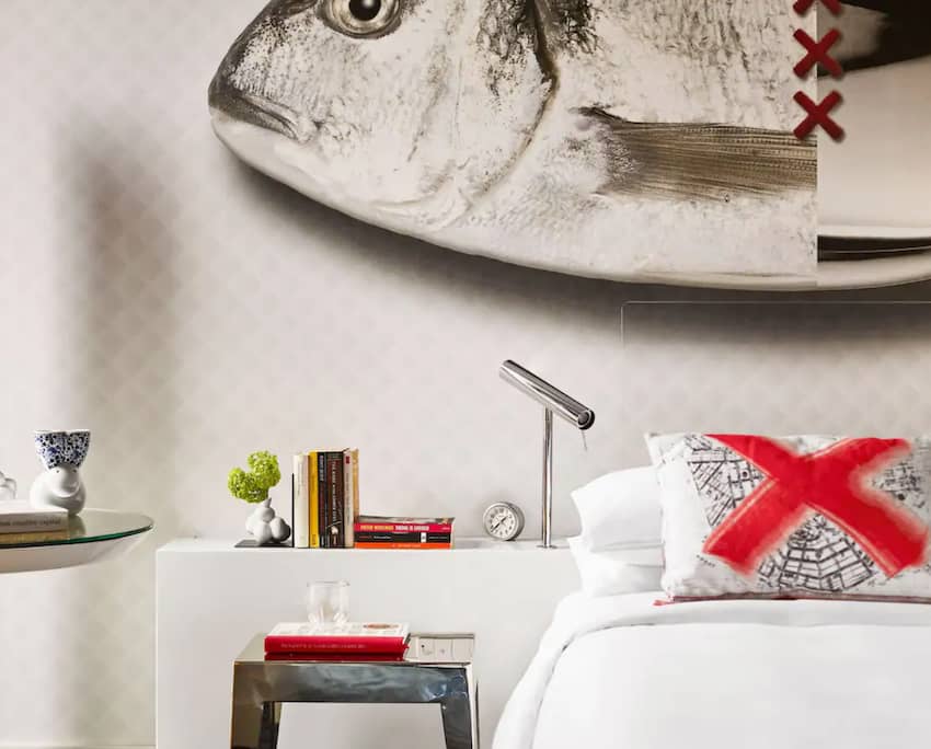 silver fish wallpaper red x mark printed pillow