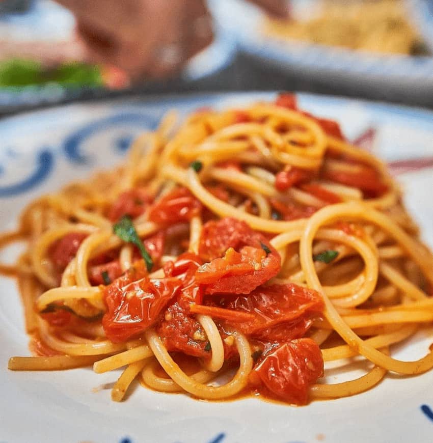 Bagni Tiberio Capri plate of spaghetti menu