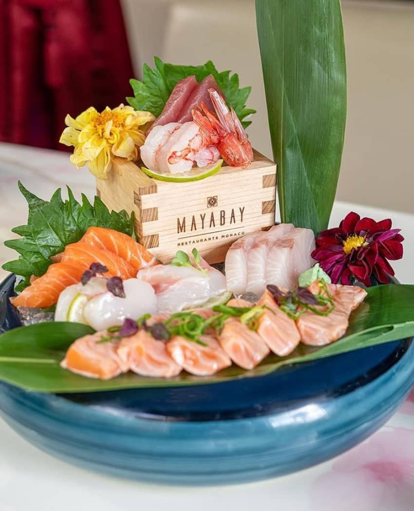 Maya Bay Monaco sushi sashimi assortment