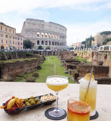 The Court Rome View Chips Olives Nuts Drinks