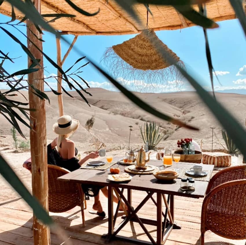 dining private wooden porch overlooking sand dunes