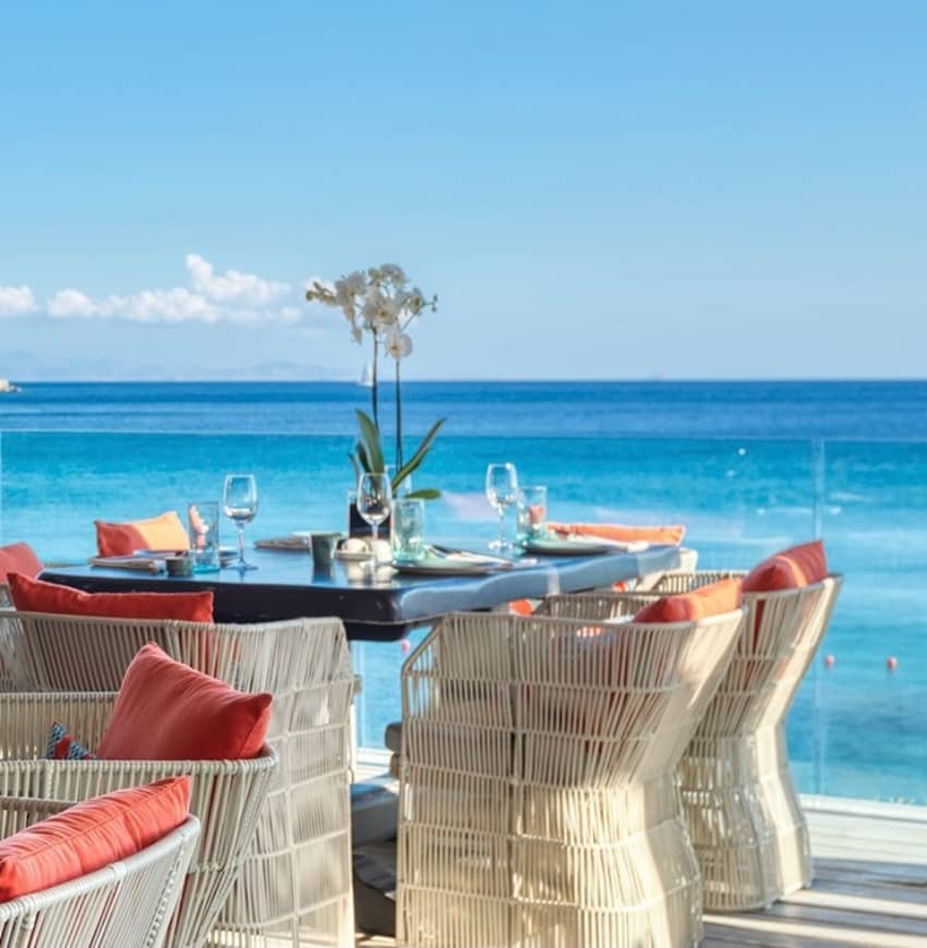 dining rattan chairs sea view