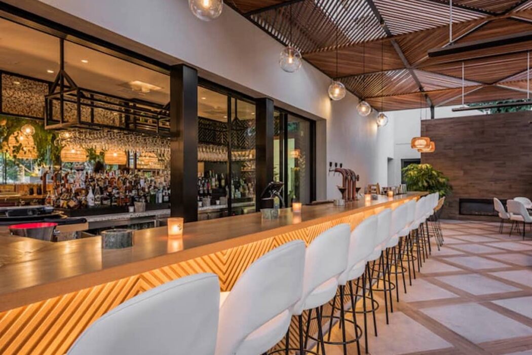 modern cocktail bar lighted counter