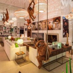 orangutan jungle themed villa interiors reading room