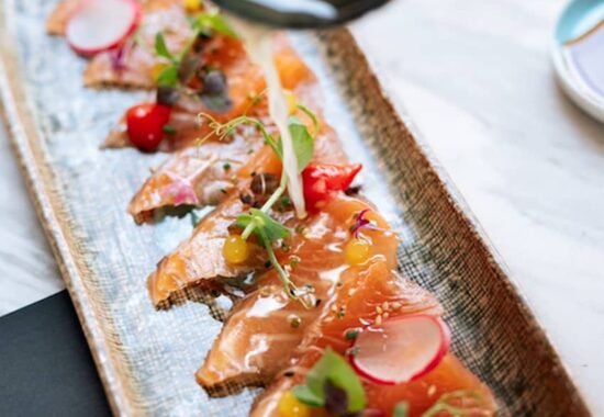 salmon sashimi zesty yuzu sauce