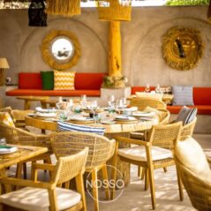 outdoor dining table beach vibe setting