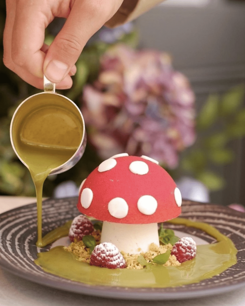 dessert rasberry sauce mushroom