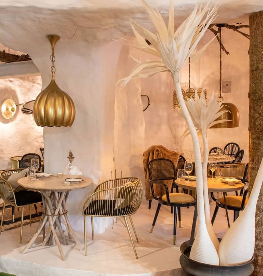 Salvaje has beautiful exotic interior with gold details