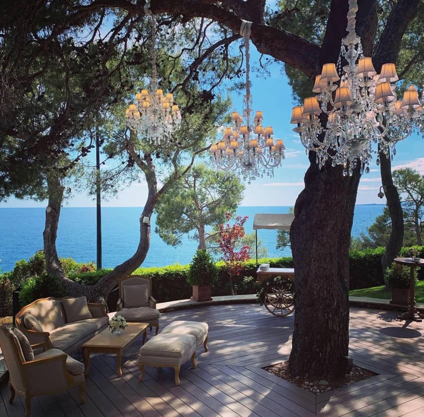 luxury lounge seat garden chandelier
